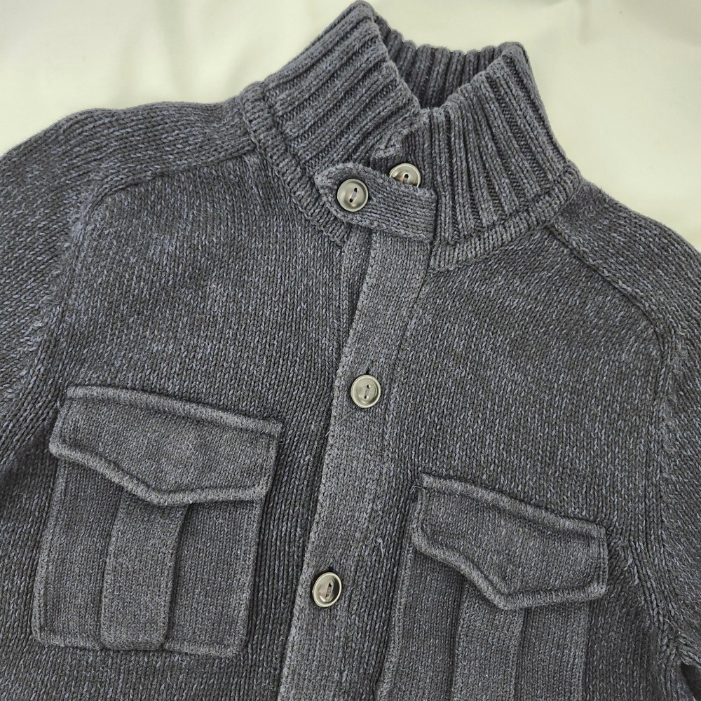 H&M LOGG Mens Military Napolean Band Sweater Size M Navy Mock Neck Nautical
